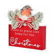 Picture of RED CHRISTMAS ROBIN WOOD PLAQUE